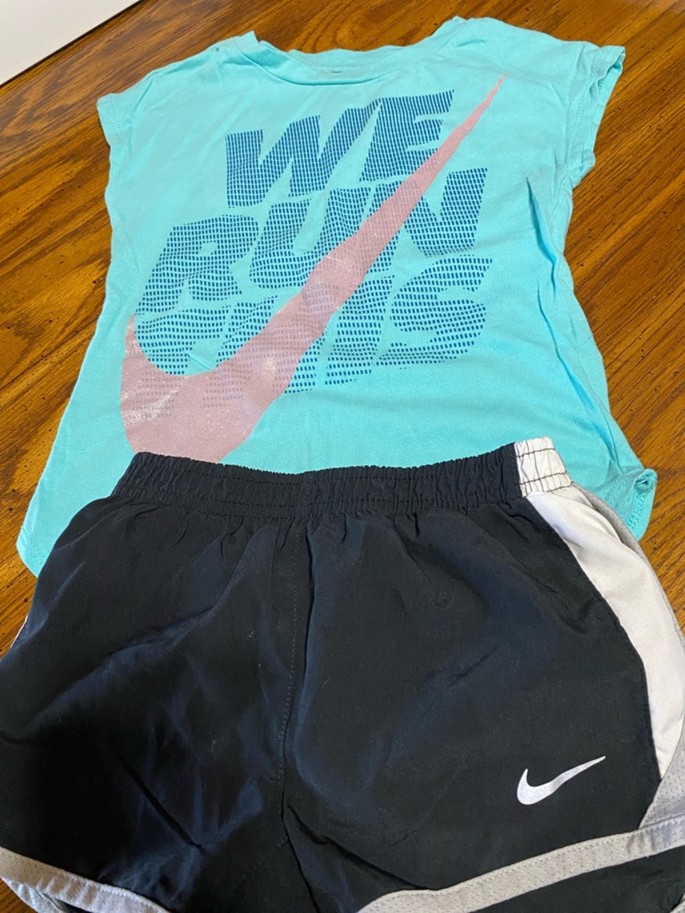 4 Nike Girls' Active Shorts & Tees Sets - Pink, Coral, Blue, Gray, Black - Picture 2 of 14